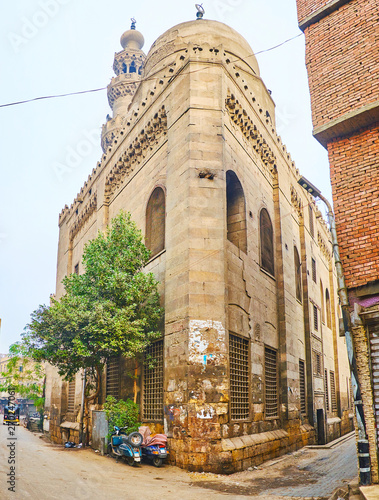 The corner of Amir Qijmas al-Ishaqi Mosque, Cairo, Egypt photo
