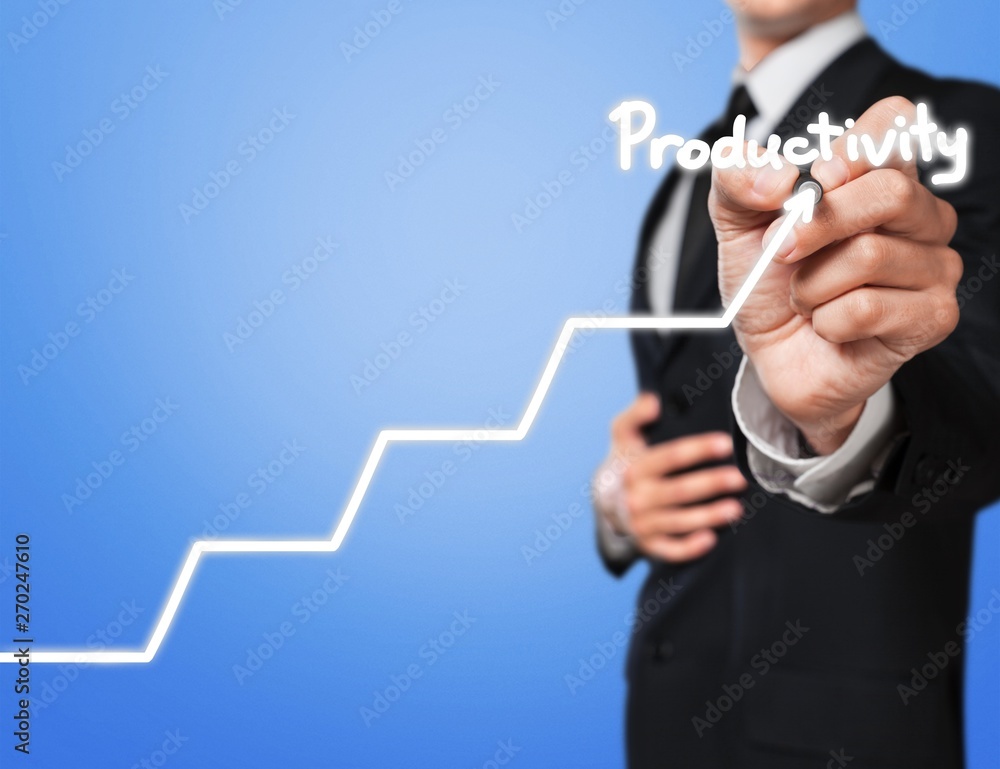 Businessman and growing line ,symbolize growing Skills Businessman and growing line ,symbolize growing Skills