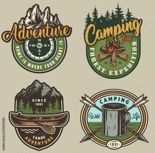 Vintage summer outdoor recreation colorful prints