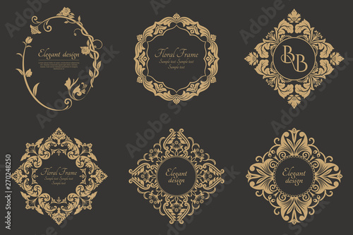 Set of circular baroque patterns