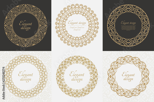 Set of circular baroque patterns