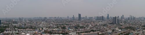 panorama cityscape of Bangkok skyline in smock air pollution