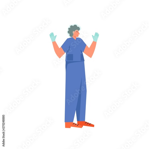 Surgeon ready to operate, vector flat style design illustration