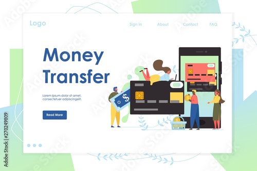 Money transfer vector website landing page design template