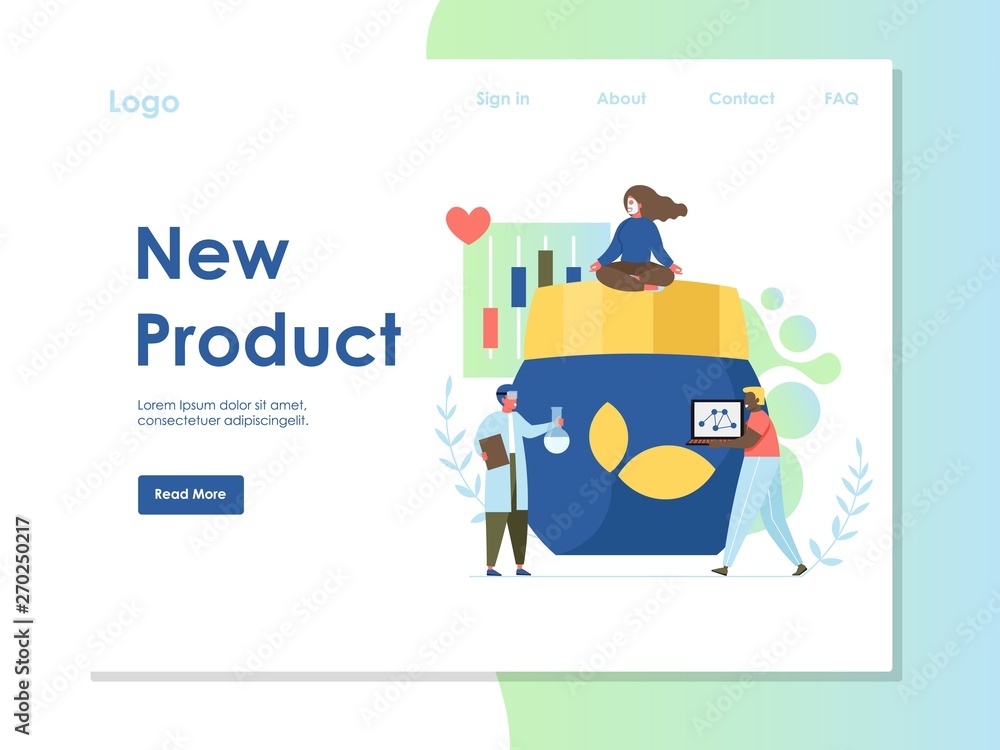 New product vector website landing page design template