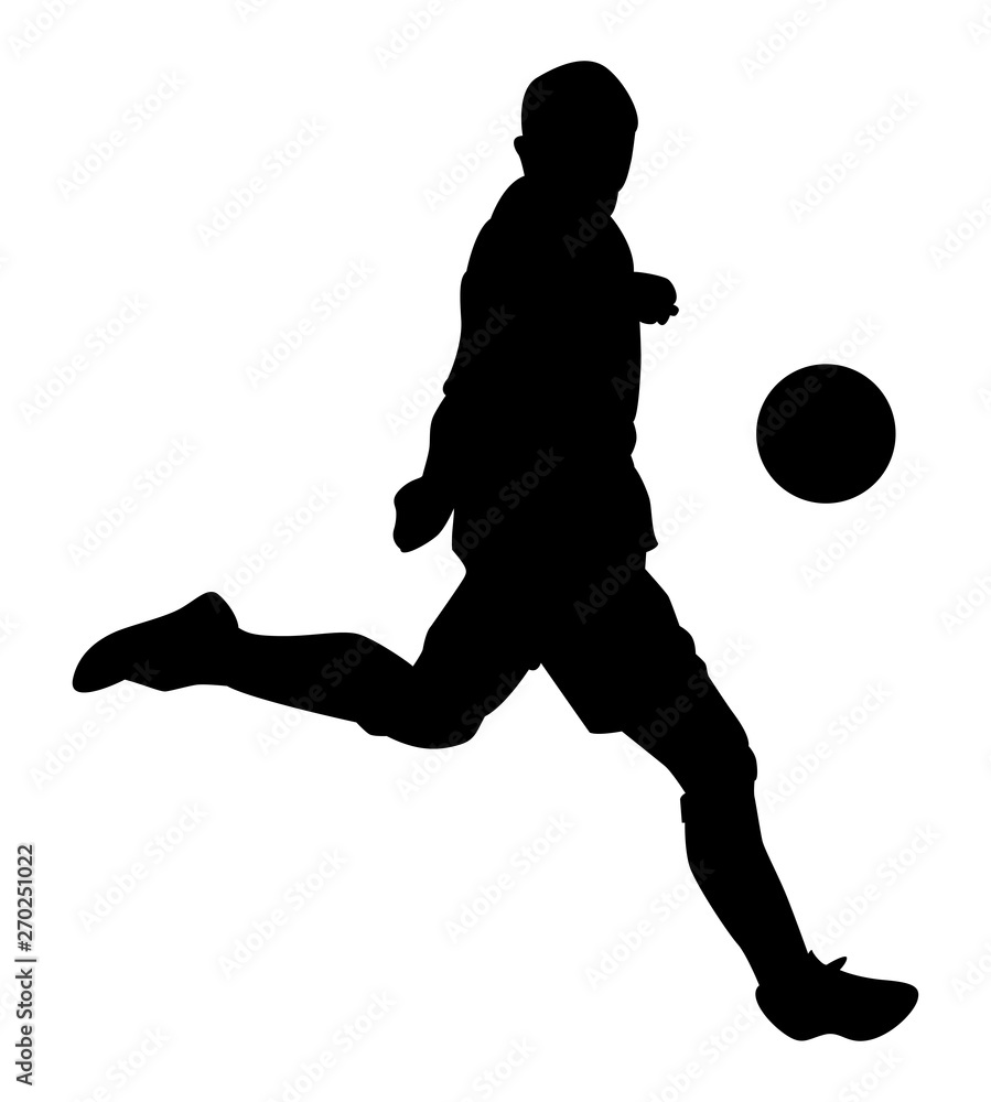 Silhouette noire de footballeur sur fond blanc Silhouette noire de footballeur sur fond blanc