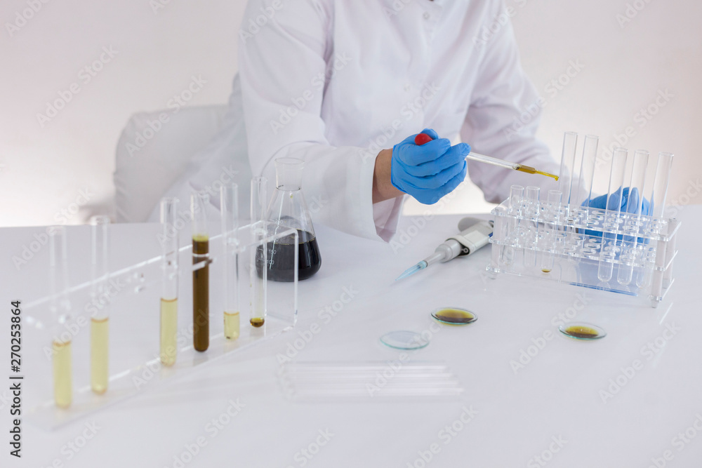 Experimental titration of the CBD oil in a glass tube