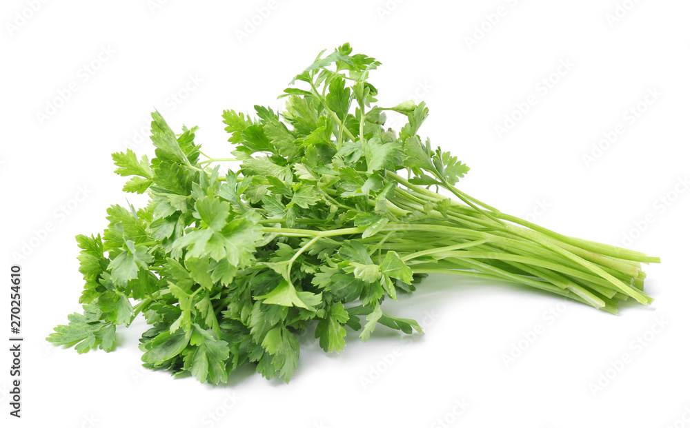 Fresh green organic parsley on white background Fresh green organic parsley on white background