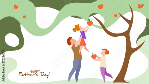 Happy fathers day card. Paper cut style