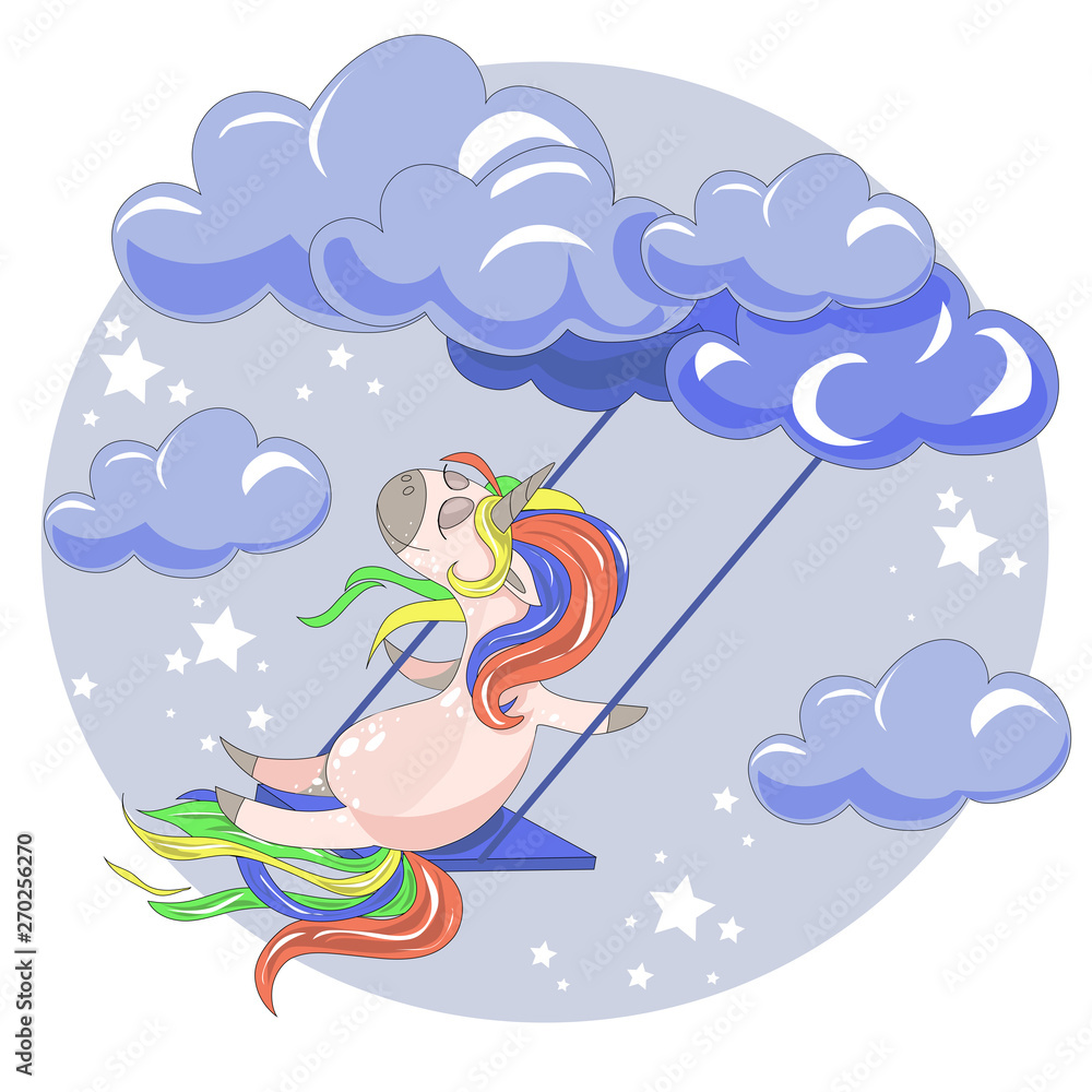Cute little magical unicorn. hand drawing illustration for children.
