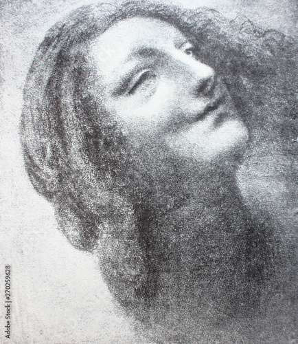 The drawing by Salaì in the vintage book Leonardo da Vinci by A.L. Volynskiy, St. Petersburg, 1899 photo