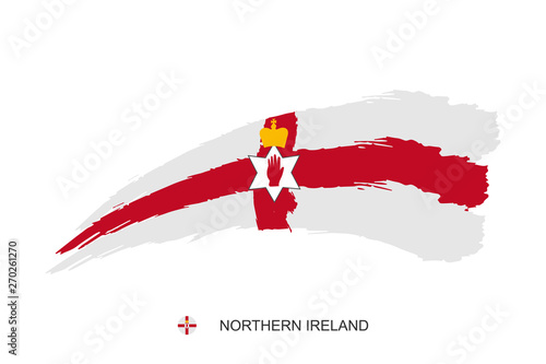 Watercolor painting Northern Ireland national flag. Grunge brush red cross stroke on white background. Independence day symbol. - Vector