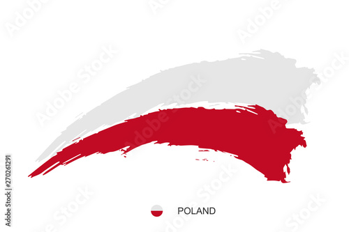 Watercolor painting POLAND national flag. Grunge brush stroke polish Independence day red and white nation color symbol - Vector abstract illustration