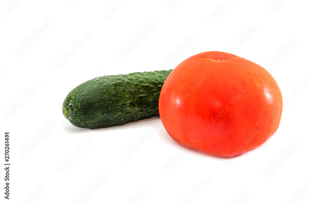 tomato and cucumber isolated on white background tomato and cucumber isolated on white background