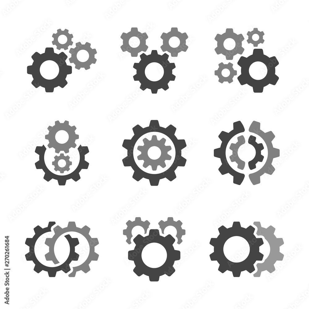 gear and mechanism icon set,vector and illustration gear and mechanism icon set,vector and illustration