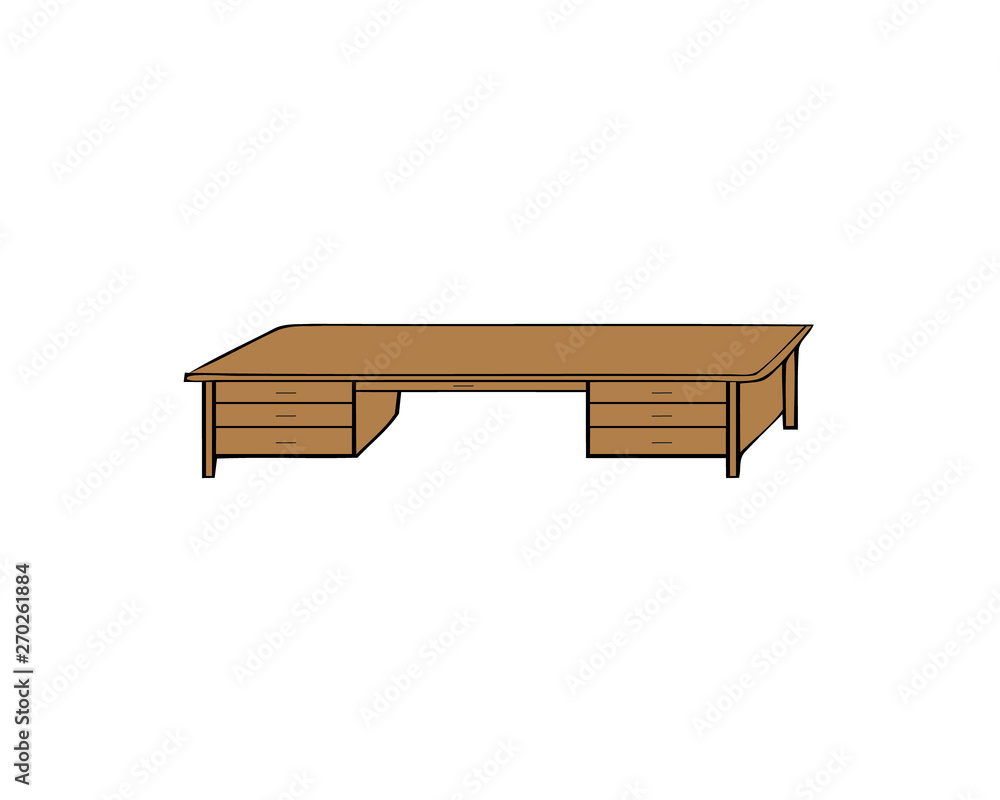 Fototapeta premium Wooden table isolated illustration on white background