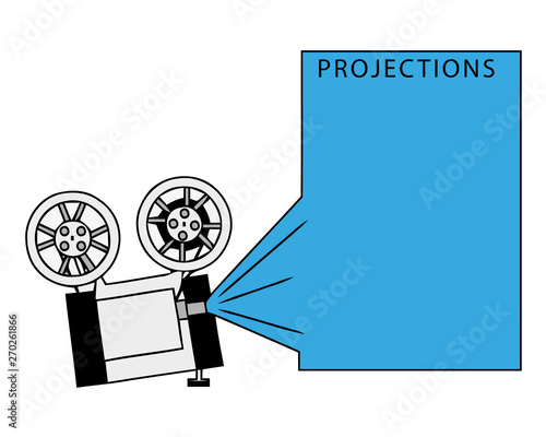 Cinema exposition frame with film projector
