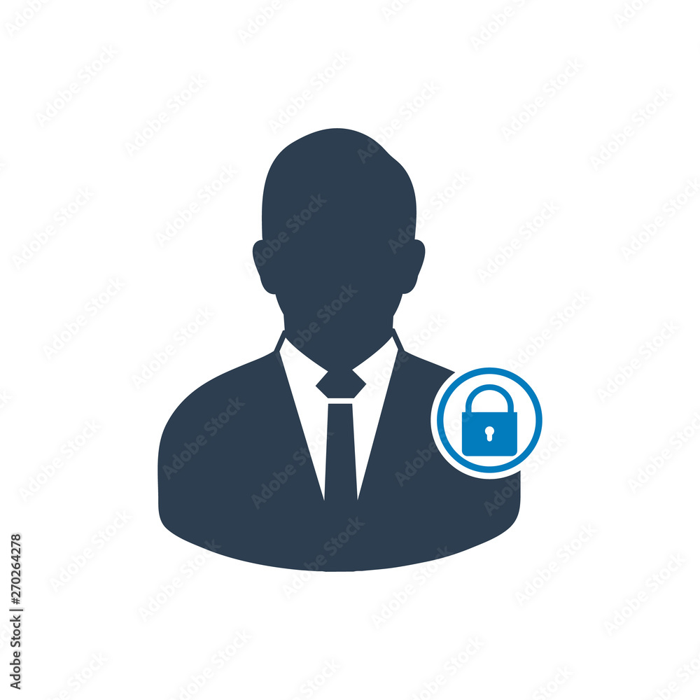 User security icon. Flat style vector EPS. User security icon. Flat style vector EPS.