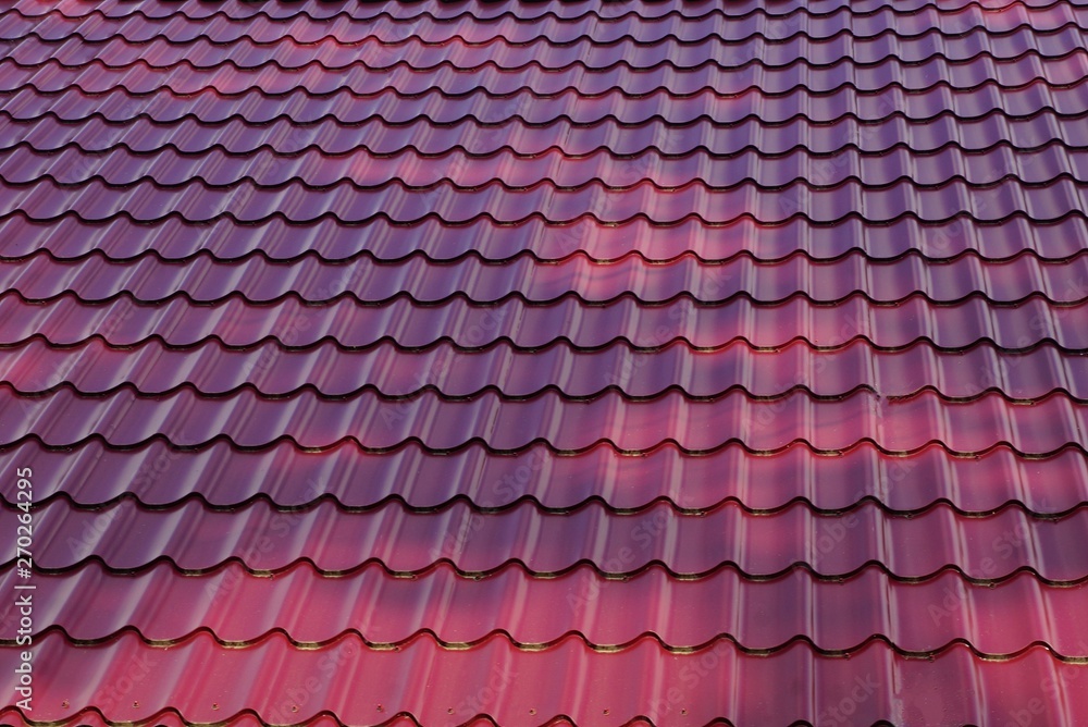 red metal texture of tiles on the roof red metal texture of tiles on the roof