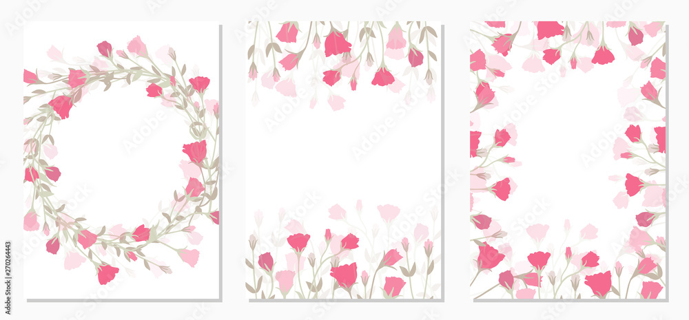 Set floral ornament card template leaves floral frame Set floral ornament card template leaves floral frame