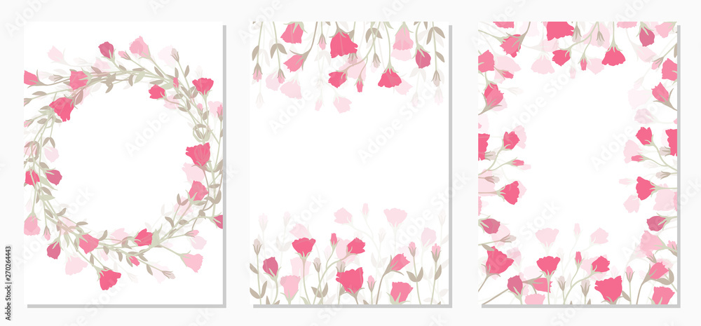 Set floral ornament card template leaves floral frame