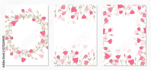 Set floral ornament card template leaves floral frame photo
