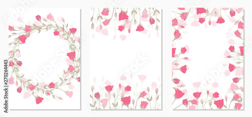 Set floral ornament card template leaves floral frame