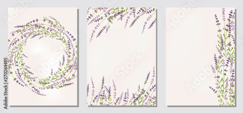 Set floral ornament card template leaves floral frame photo