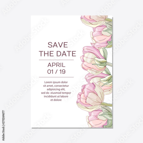 Elegant floral invite set modern card in tulips