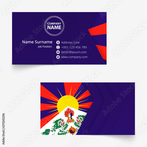 Tibet Flag Business Card, standard size (90x50 mm) business card template.