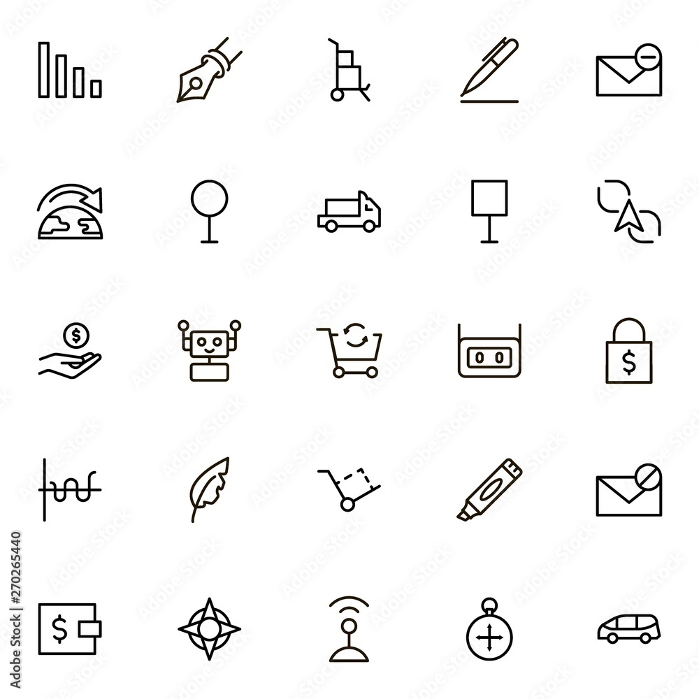 Fototapeta premium Online delivery line icon set. Collection of high quality black outline logo for web site design and mobile apps. Delivery vector illustration on a white background