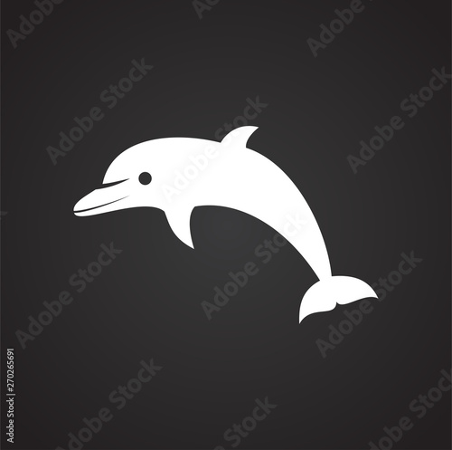 Dolphin icon on background for graphic and web design. Simple illustration. Internet concept symbol for website button or mobile app.