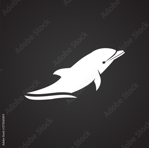 Dolphin icon on background for graphic and web design. Simple illustration. Internet concept symbol for website button or mobile app.