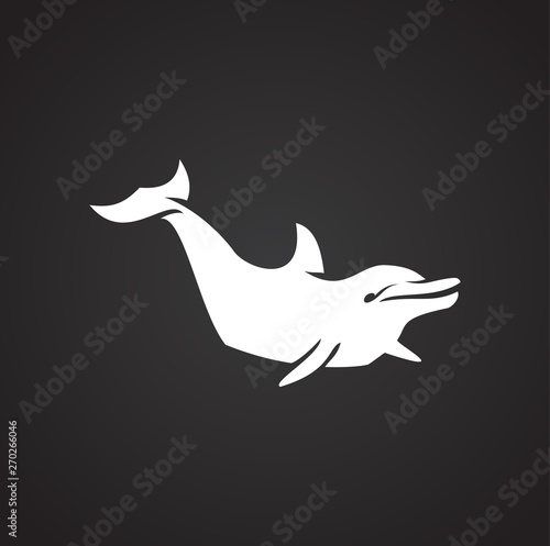 Dolphin icon on background for graphic and web design. Simple illustration. Internet concept symbol for website button or mobile app.