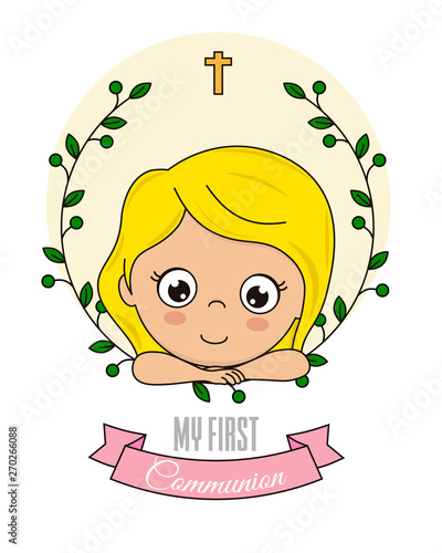 Card my first communion girl