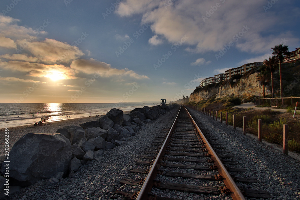 railway at sunset