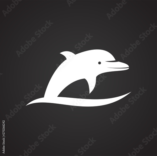 Dolphin icon on background for graphic and web design. Simple illustration. Internet concept symbol for website button or mobile app.