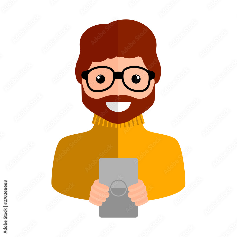 Isolated boy with a smartphone - Vector illustration Isolated boy with a smartphone - Vector illustration
