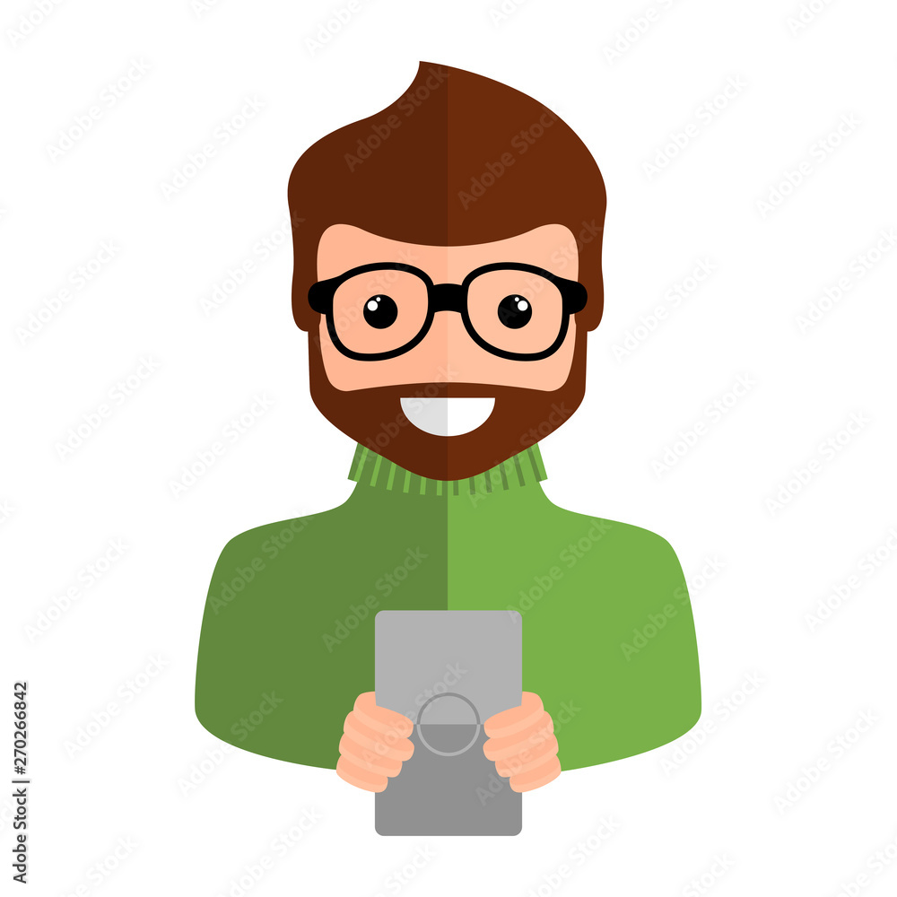 Isolated boy with a smartphone - Vector illustration Isolated boy with a smartphone - Vector illustration