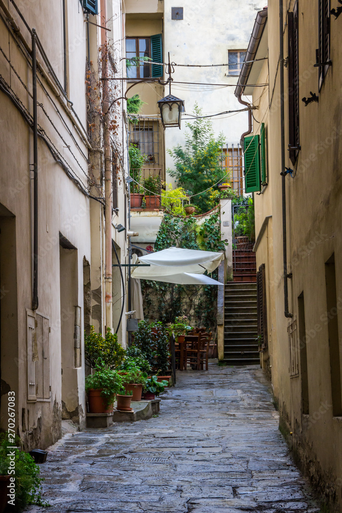 streets of Arezzo old town in Tuscany