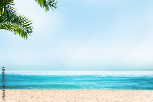 Fototapeta Naklejka Na Ścianę i Meble -  palme am idyllischen sandstrand 