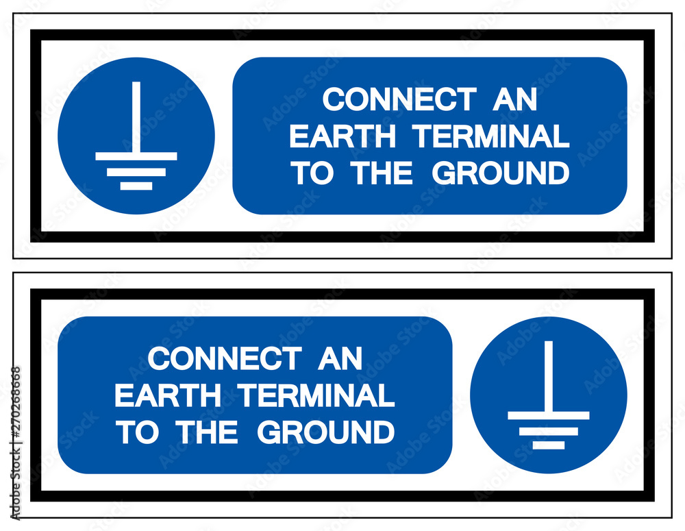 Connect An Earth Terminal To The Ground Symbol Sign,Vector Illustration ...