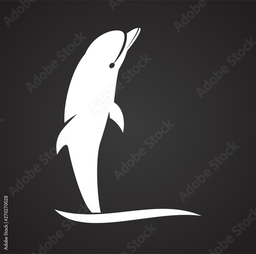 Dolphin icon on background for graphic and web design. Simple illustration. Internet concept symbol for website button or mobile app.