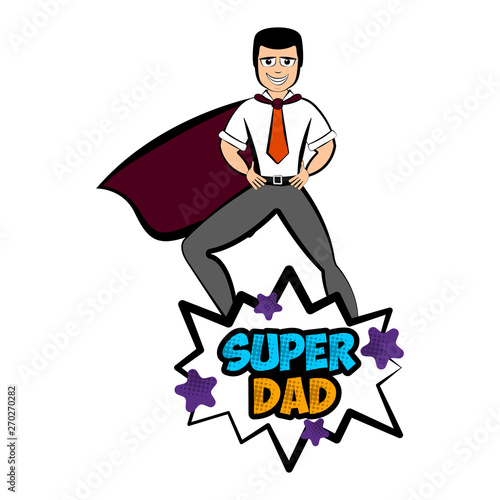 Isolated super dad with a hero costume - Vector