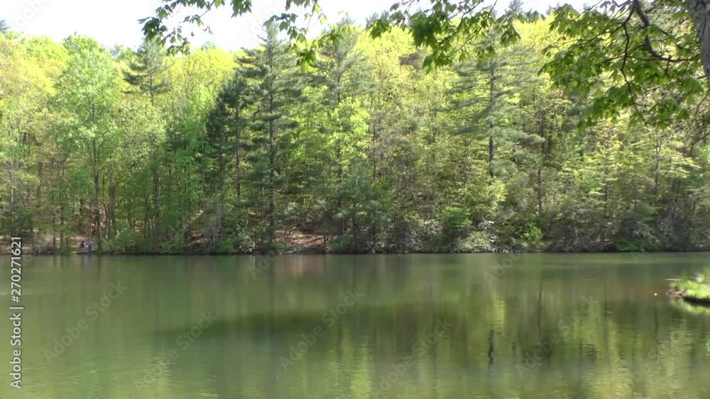 Fort Mountain, Lake with trees and reflection, Pan left to right Fort Mountain, Lake with trees and reflection, Pan left to right