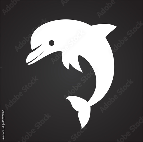 Dolphin icon on background for graphic and web design. Simple illustration. Internet concept symbol for website button or mobile app.