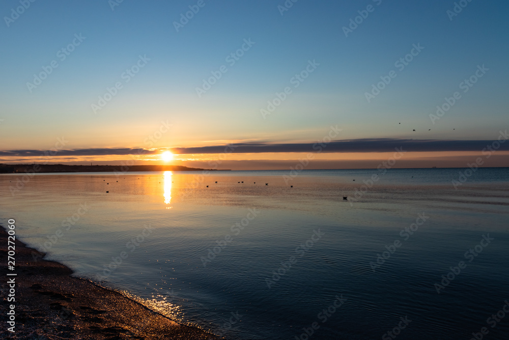 golden sunrise on the Black Sea in Odessa