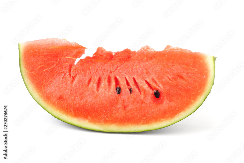 Watermelon slice no seeds isolated on white background