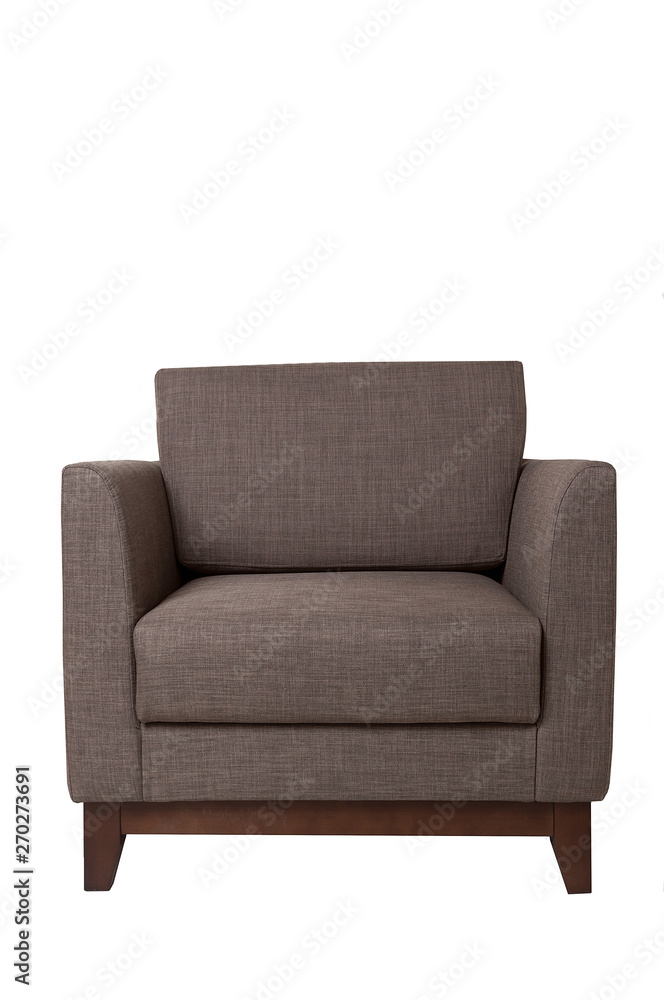 © Artem Zatsepilin - Modern brown fabric armchair isolated on white background. Strict style furniture © Artem Zatsepilin - Modern brown fabric armchair isolated on white background. Strict style furniture