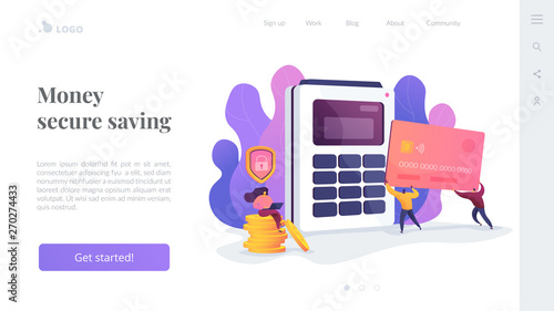 Debit card, bank plastic payment card, online card payment and secure bank saving concept. Website homepage header landing web page template.
